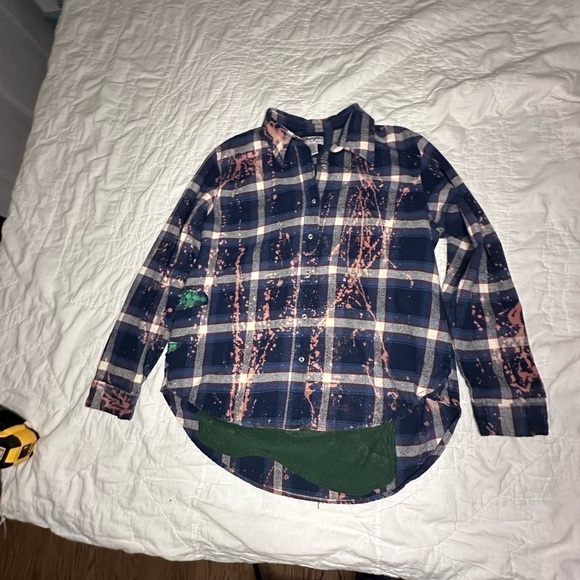 Hulk Marvel Upcycle wrangler flannel bleach distressed - Picture 5 of 11